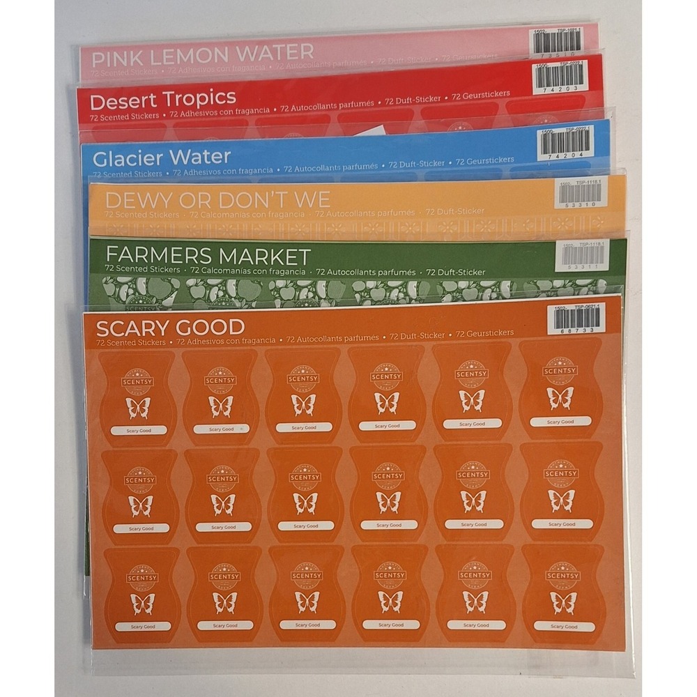 6 packs of Scentsy Scratch n sniff scented stickers 72 stickers a pack/432 total